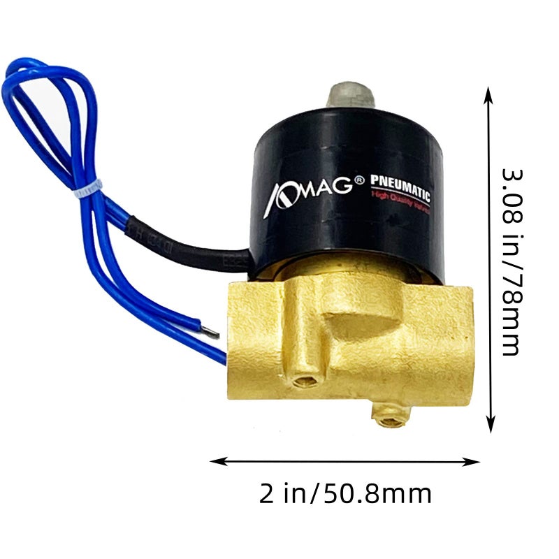 AOMAG 3/8" Electric Solenoid Valve 12V DC, VITON Gasket, Air, Gas, Fuel Normally Closed - Image 2